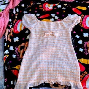 Steve Madden Babydoll Dress. 2XL, Peach Colored Gingham Style.